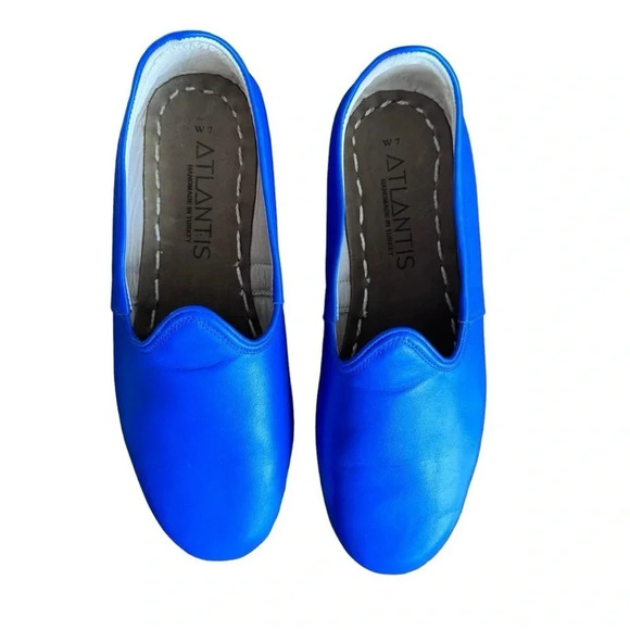 Atlantis Handmade Turkish Slip On Leather Flats In Royal Blue Womens size 7 - Picture 2 of 11